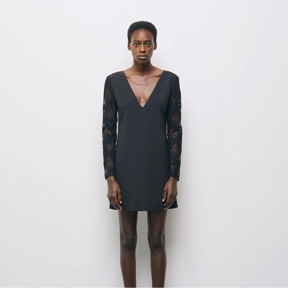 Kooples Elegant Black Lace Sleeve Dress